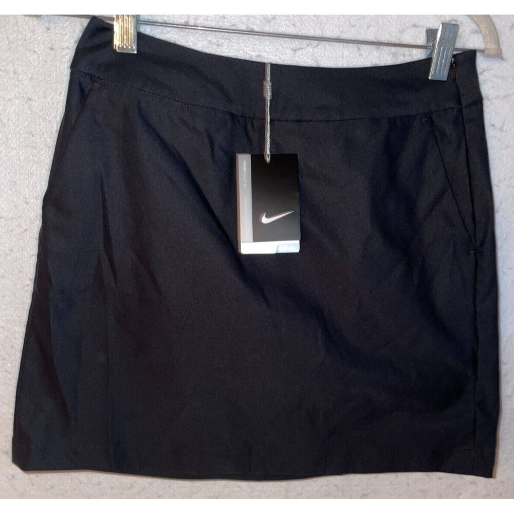 Nike Dri Fit Womens sz 2 Black Skort Polyester Athletic Golf Tennis Solid Pocket